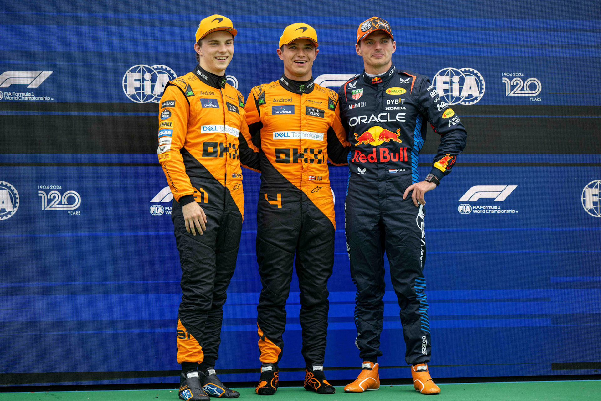 Oscar Piastri #81, McLaren Formula 1 Team und Lando Norris #4, McLaren Formula 1 Team und Max Verstappen #1, Oracle Red Bull Racing;Formel 1 Budapest / Ungarn, 20.07.2024