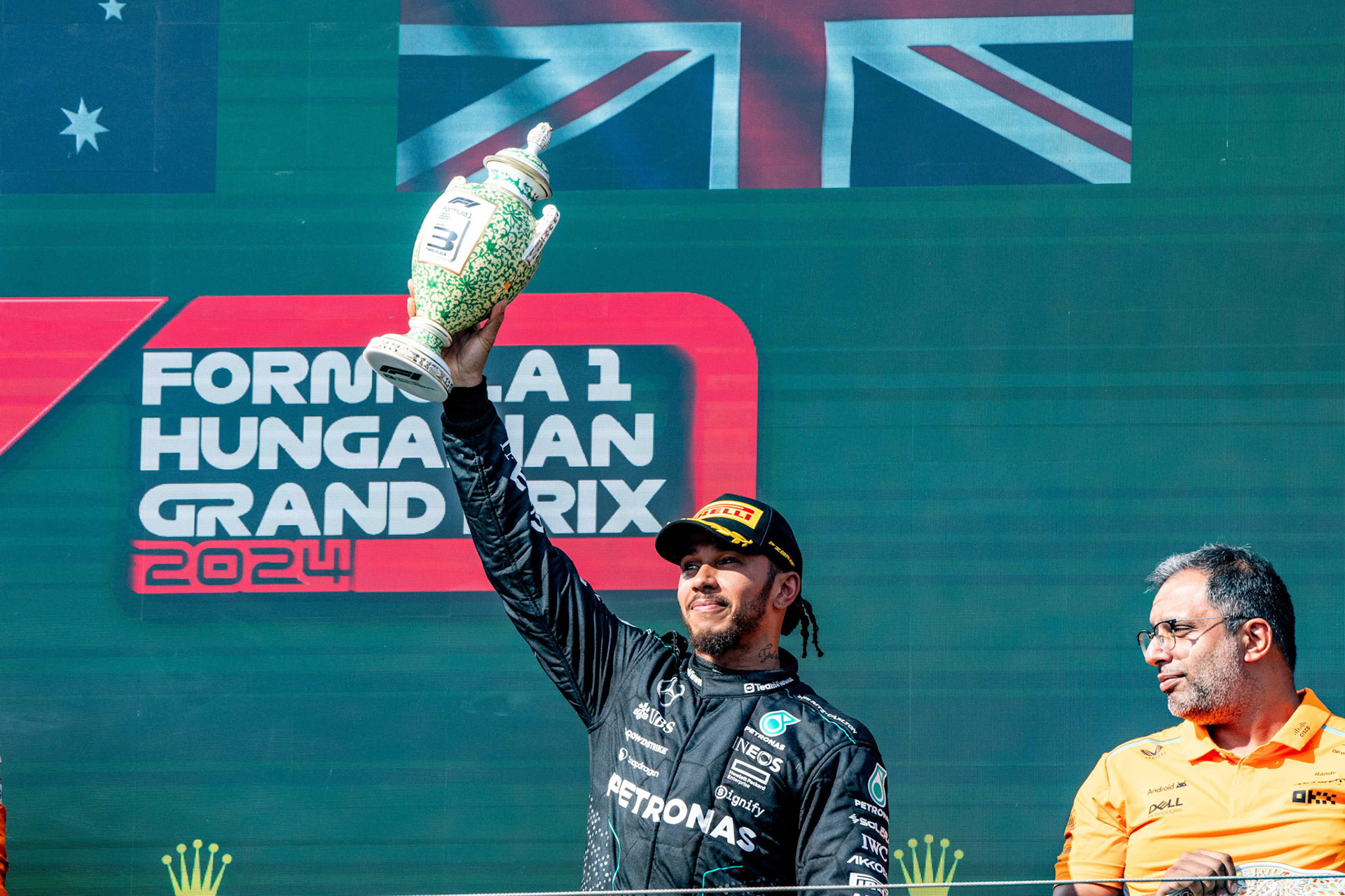 Lewis Hamilton #44, Mercedes-AMG Petronas F1 Team auf dem Podium.;Formel 1 Budapest / Ungarn