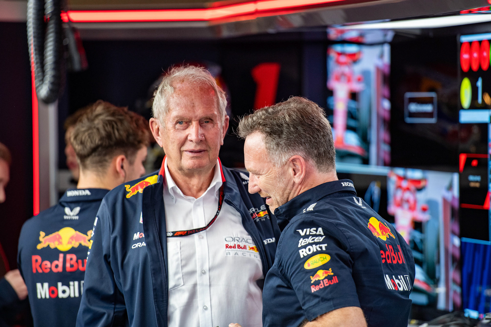 Dr. Helmut Marko und Christian Horner, Oracle Red Bull Racing; Formel1 GP Monaco Freitag, 24.05.2024