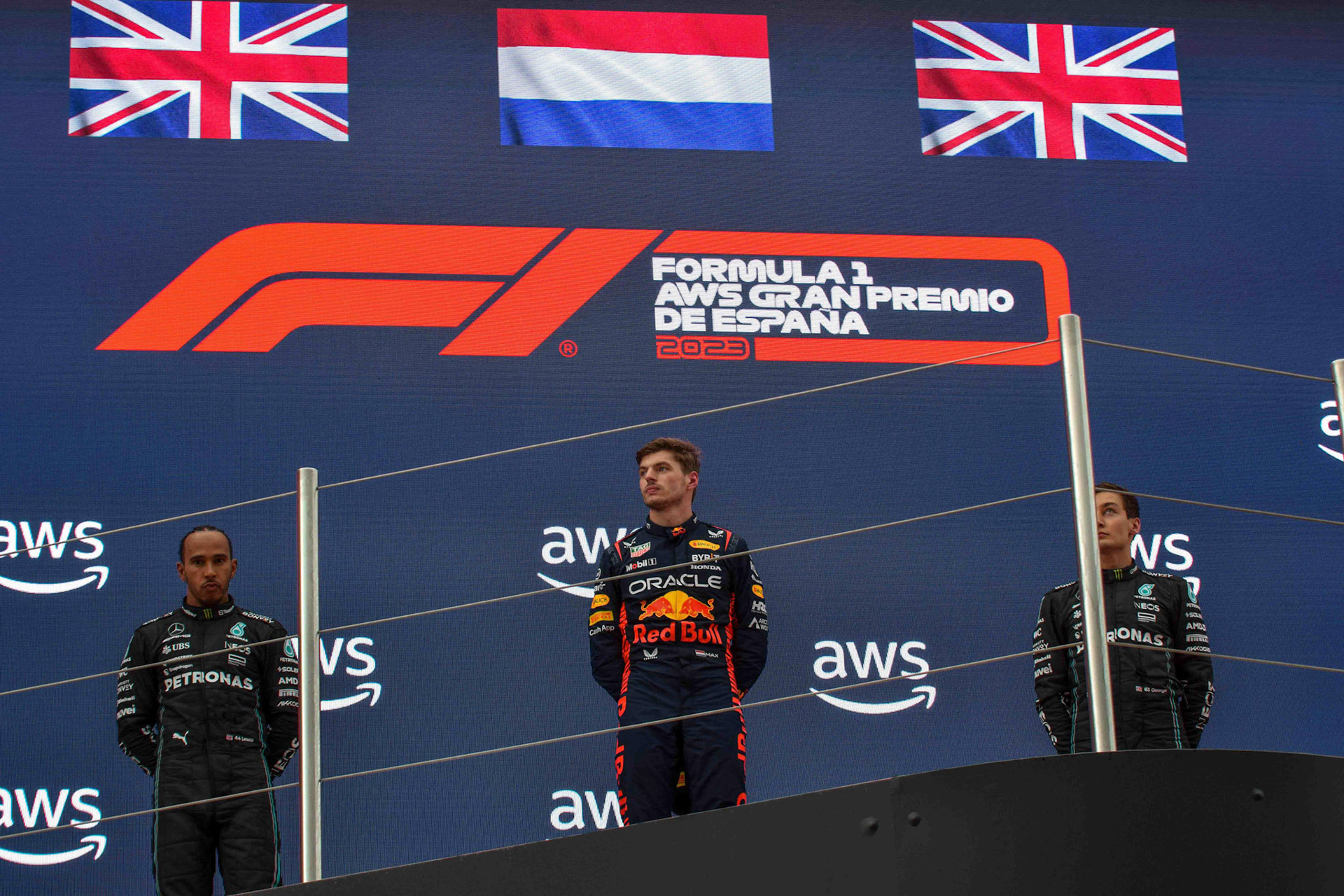 Max Verstappen (NED) Red Bull Racing Podium;Formel 1 GP Barcelona. Sonntag 04.06.2023