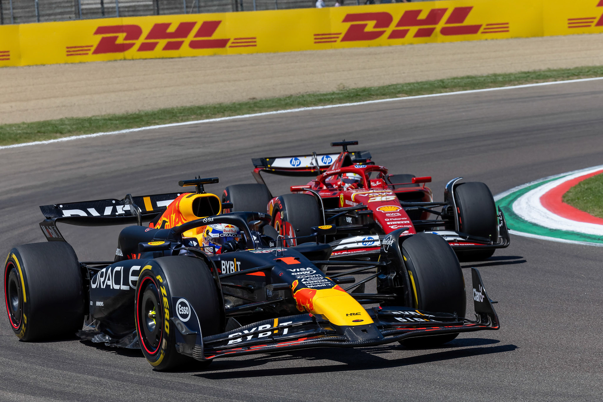 Max Verstappen #1, Oracle Red Bull Racing und Charles Leclerc #16, Scuderia Ferrari; F1 GP Imola / Italien Samstag, 18.05.2024