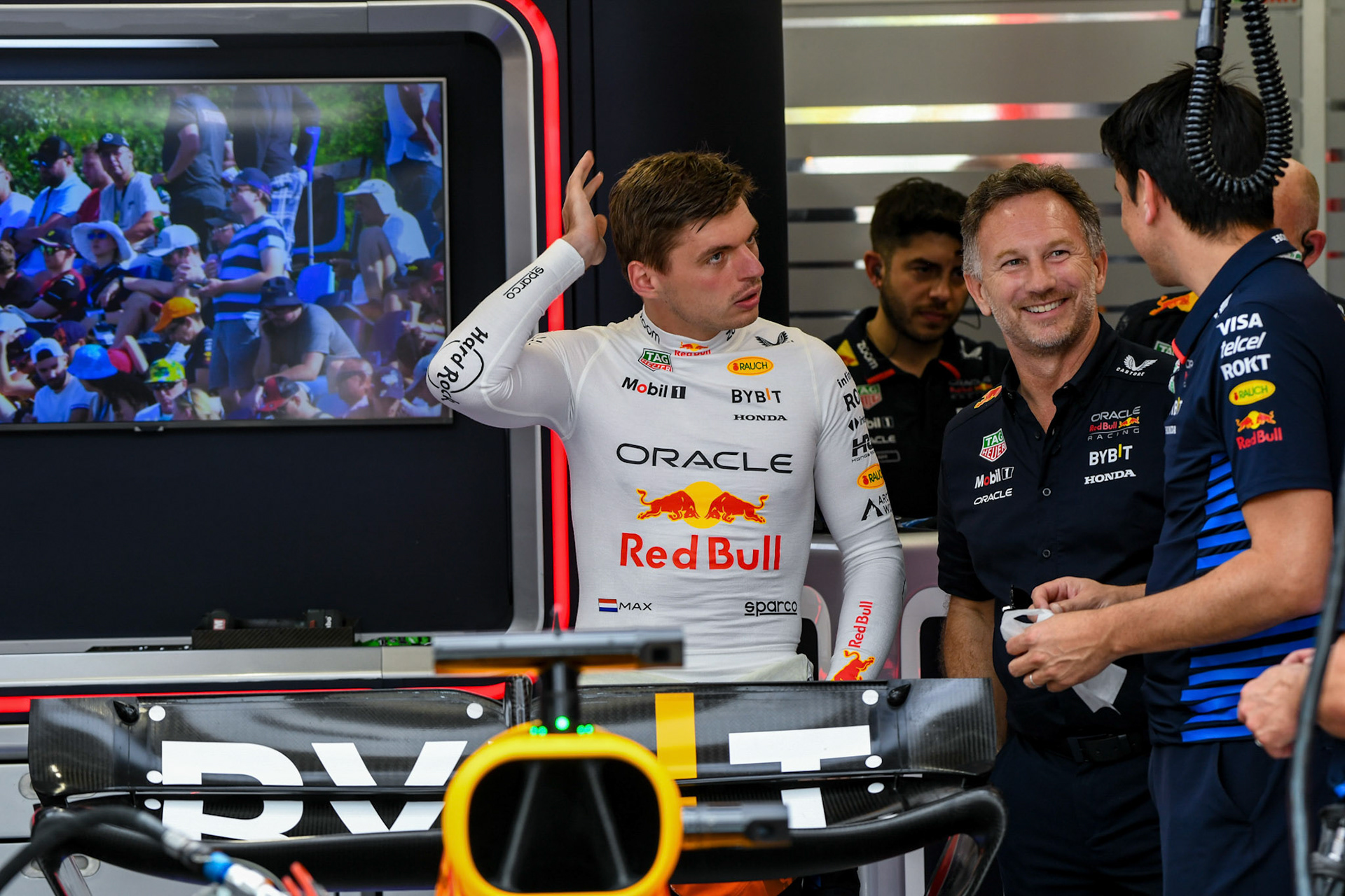 Max Verstappen #1, Oracle Red Bull Racing und Christian Horner, Teamchef Oracle Red Bull Racing;Formel 1 Budapest / Ungarn, 20.07.2024
