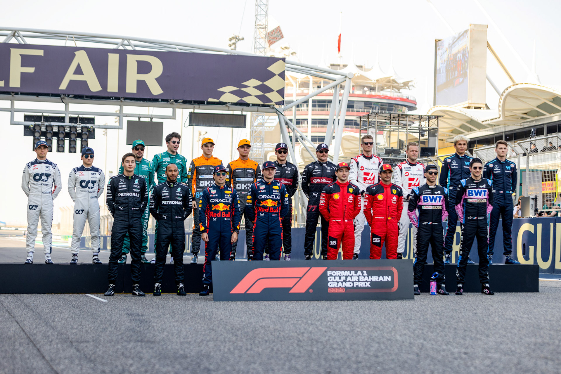 Grid 2023 Alle F1 Fahrer; Formel 1 GP Bahrain. Sonntag 05.03.2023