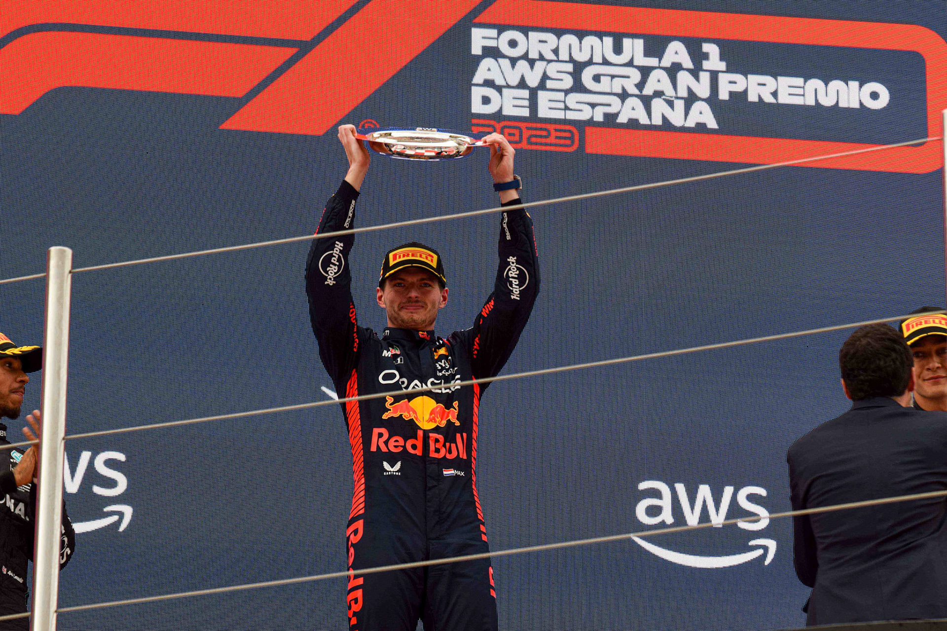 Max Verstappen (NED) Red Bull Racing Podium;Formel 1 GP Barcelona. Sonntag 04.06.2023