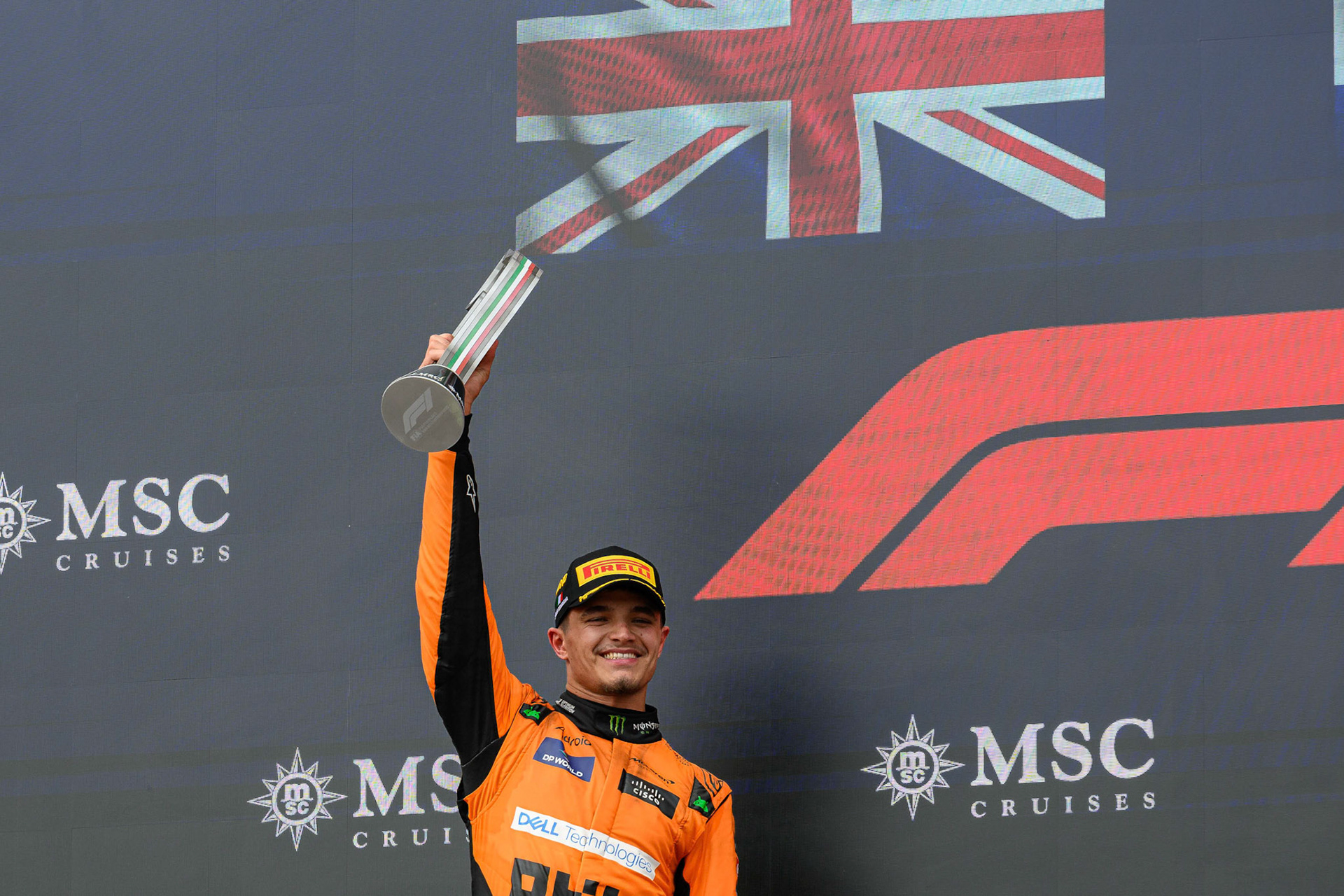 Lando Norris #4, McLaren Formula 1 Team auf dem Podium.; F1 GP Imola / Italien Sonntag, 19.05.2024