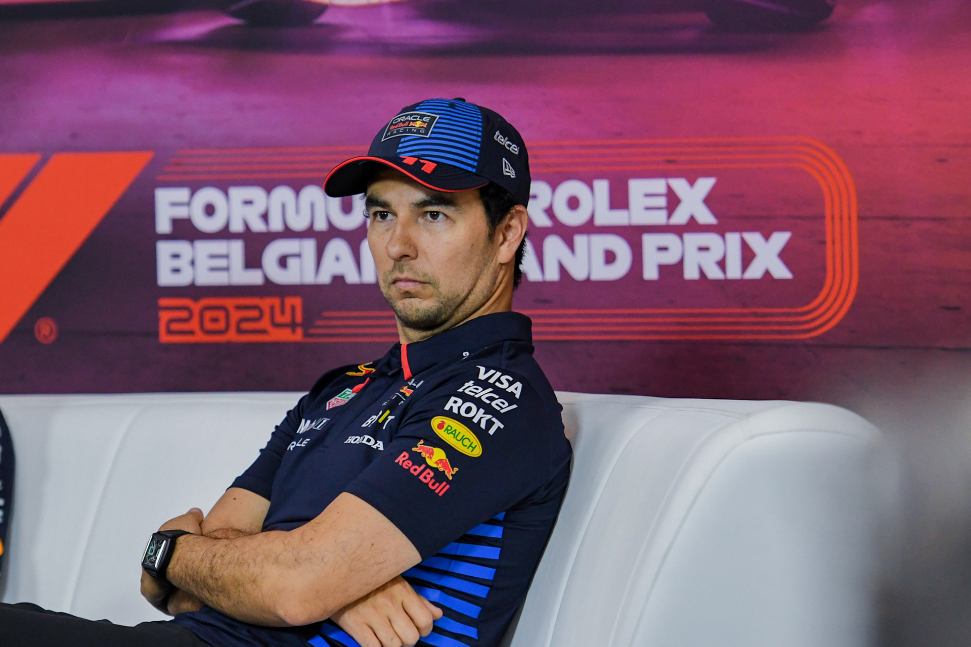 Sergio Perez #11, Oracle Red Bull Racing in der Pressekonferenz;Formel 1 GP Spa / Belgien. Samstag, 27.07.2024