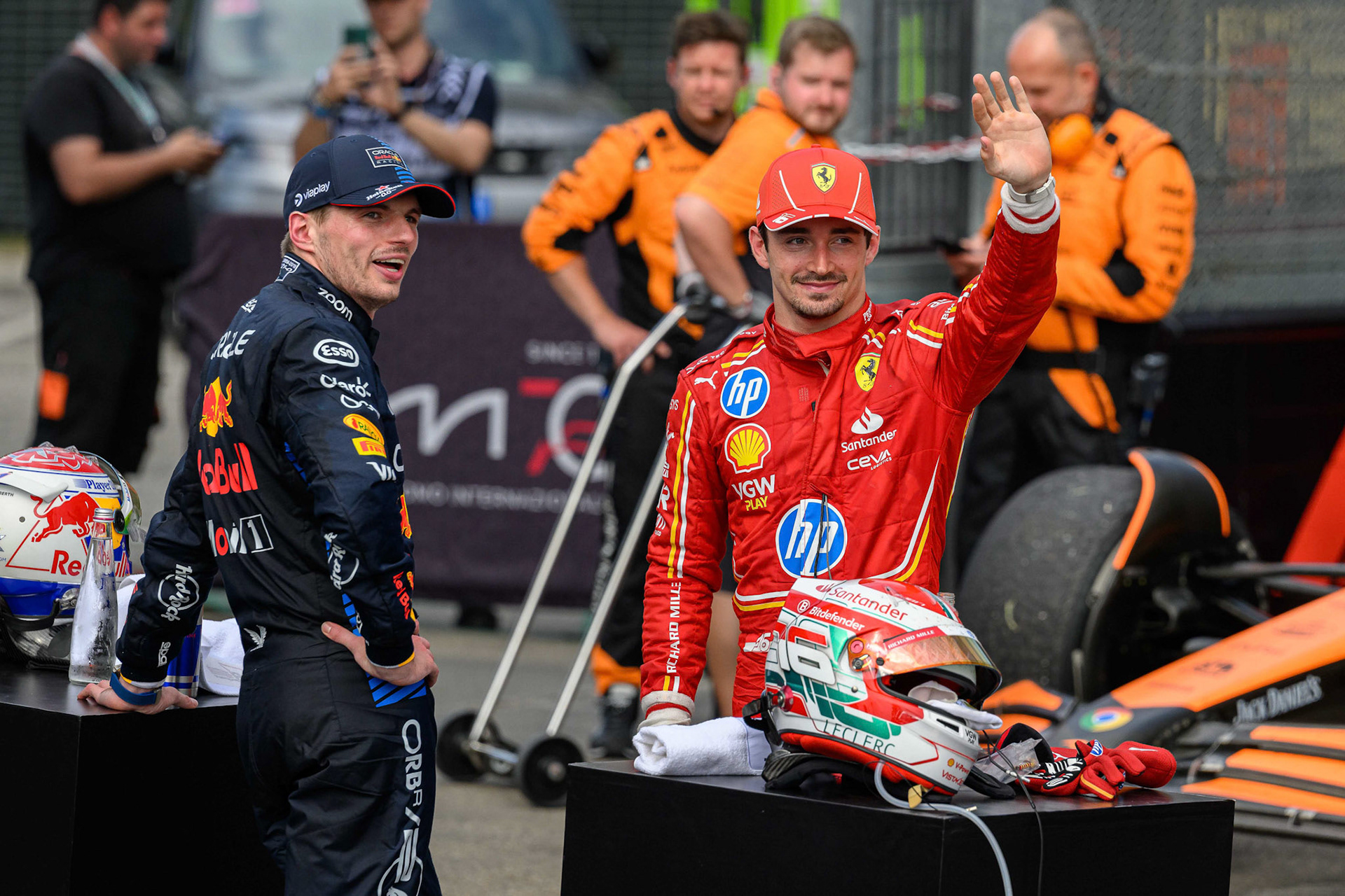 Charles Leclerc #16, Scuderia Ferrari und Max Verstappen #1, Oracle Red Bull Racing; F1 GP Imola / Italien Sonntag, 19.05.2024