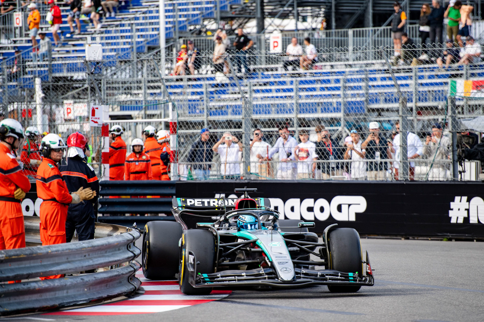 George Russell #63, Mercedes-AMG Petronas F1 Team; Formel1 GP Monaco Freitag, 24.05.2024