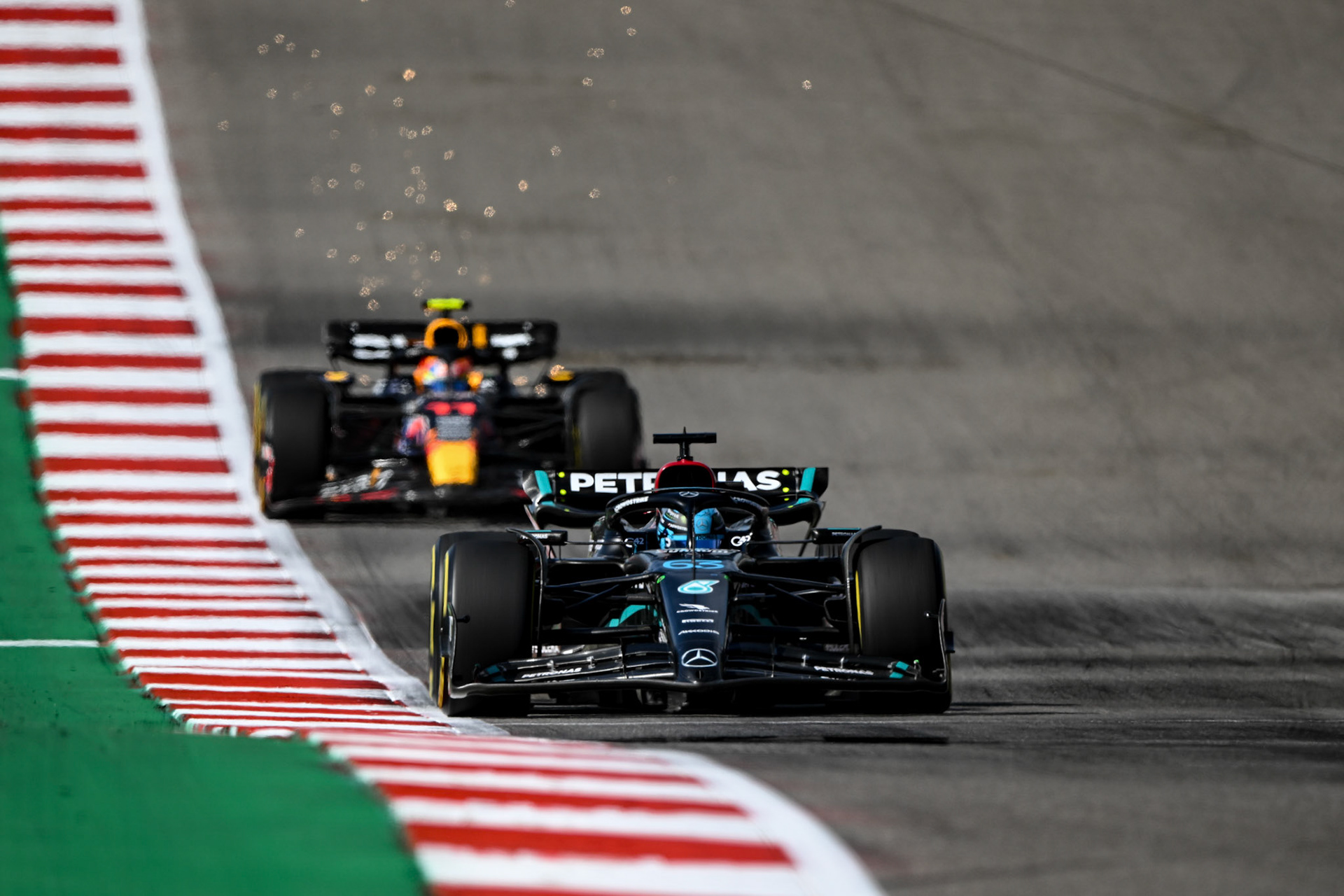 George Russell (GBR) Mercedes AMG F1 Team; Formel 1 GP USA Austin Texas. Sonntag 22.10.2023