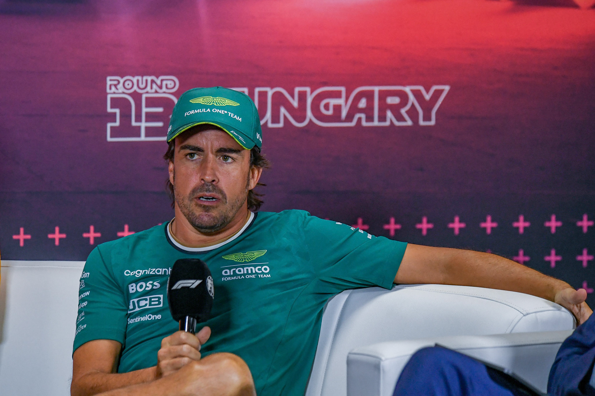 Fernando Alonso #14, Aston Martin Aramco F1 Team in der Pressekonferenz;Formel 1 Budapest / Ungarn, 20.07.2024