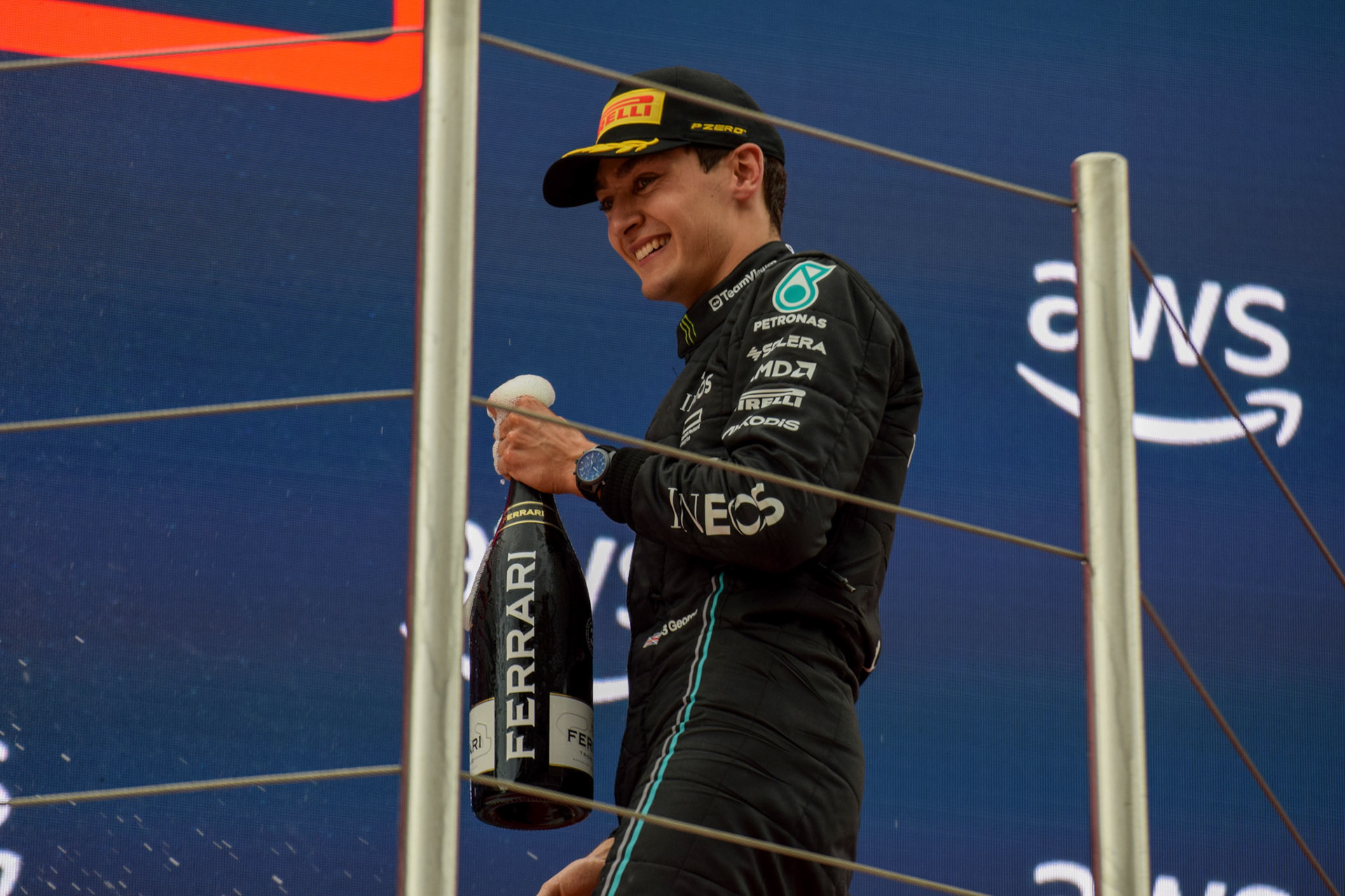 George Russell (GBR) Mercedes AMG F1 Team Podium; Formel 1 GP Barcelona. Sonntag 04.06.2023