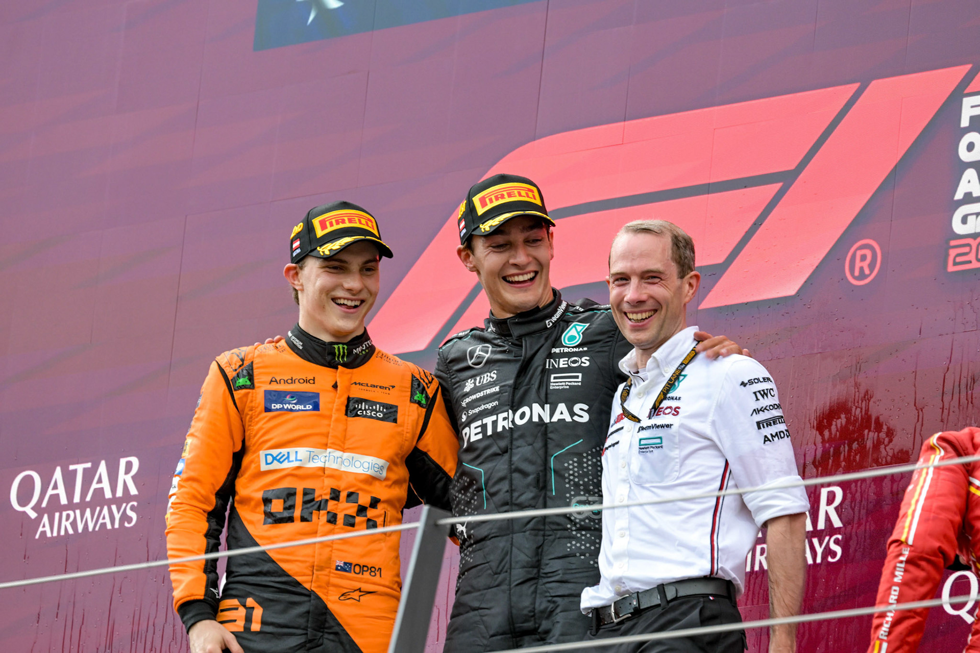 George Russell #63, Mercedes-AMG Petronas F1 Team und Oscar Piastri #81, McLaren Formula 1 Team;Formel 1 GP Austria / Österreich. Sonntag, 30.06.2024