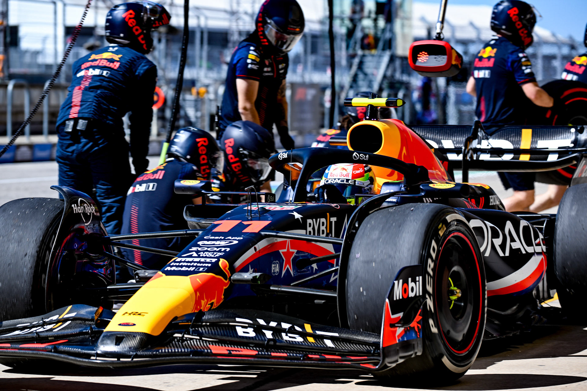 Sergio Perez (MEX) Red Bull Racing; Formel 1 GP USA Austin Texas. Samstag 21.10.2023