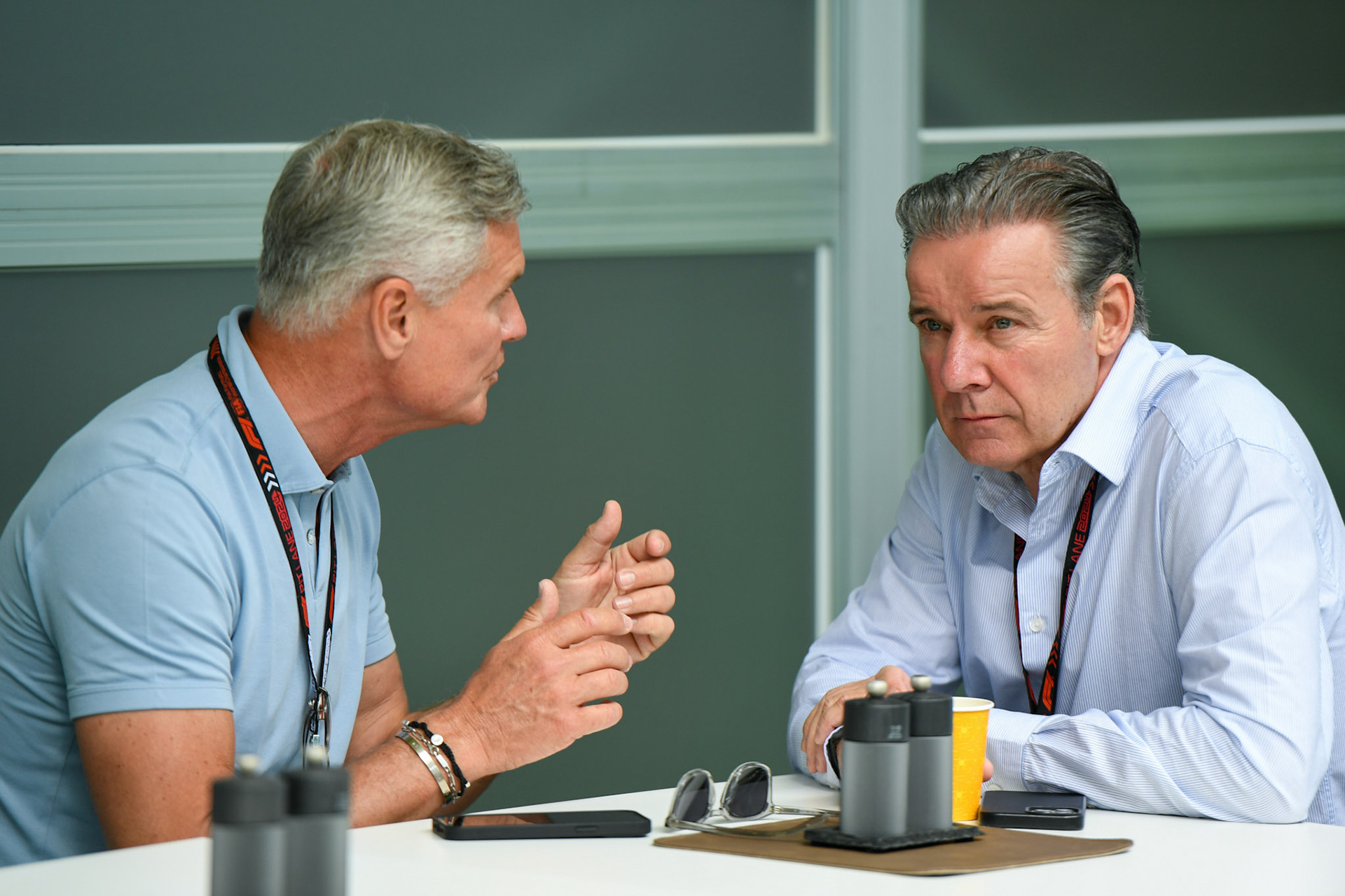 David Coulthard im Gespräch mit Raymond Vermeulen; Formel 1 GP Miami / USA. 04.05.2024