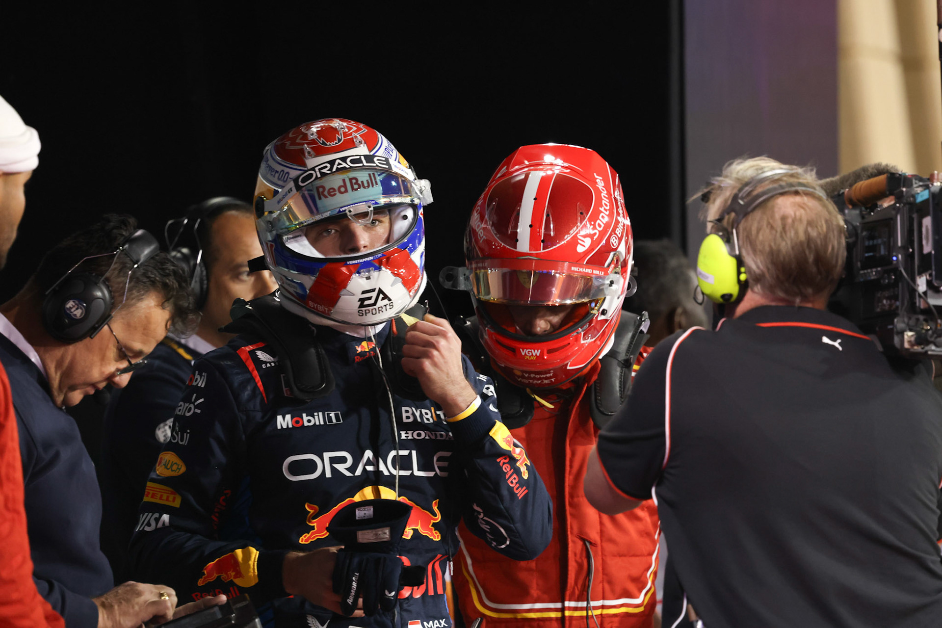 Max Verstappen #1, Oracle Red Bull Racing, Charles Leclerc #16, Scuderia Ferrari; Formel 1 GP Bahrain. Freitag 01.03.2024