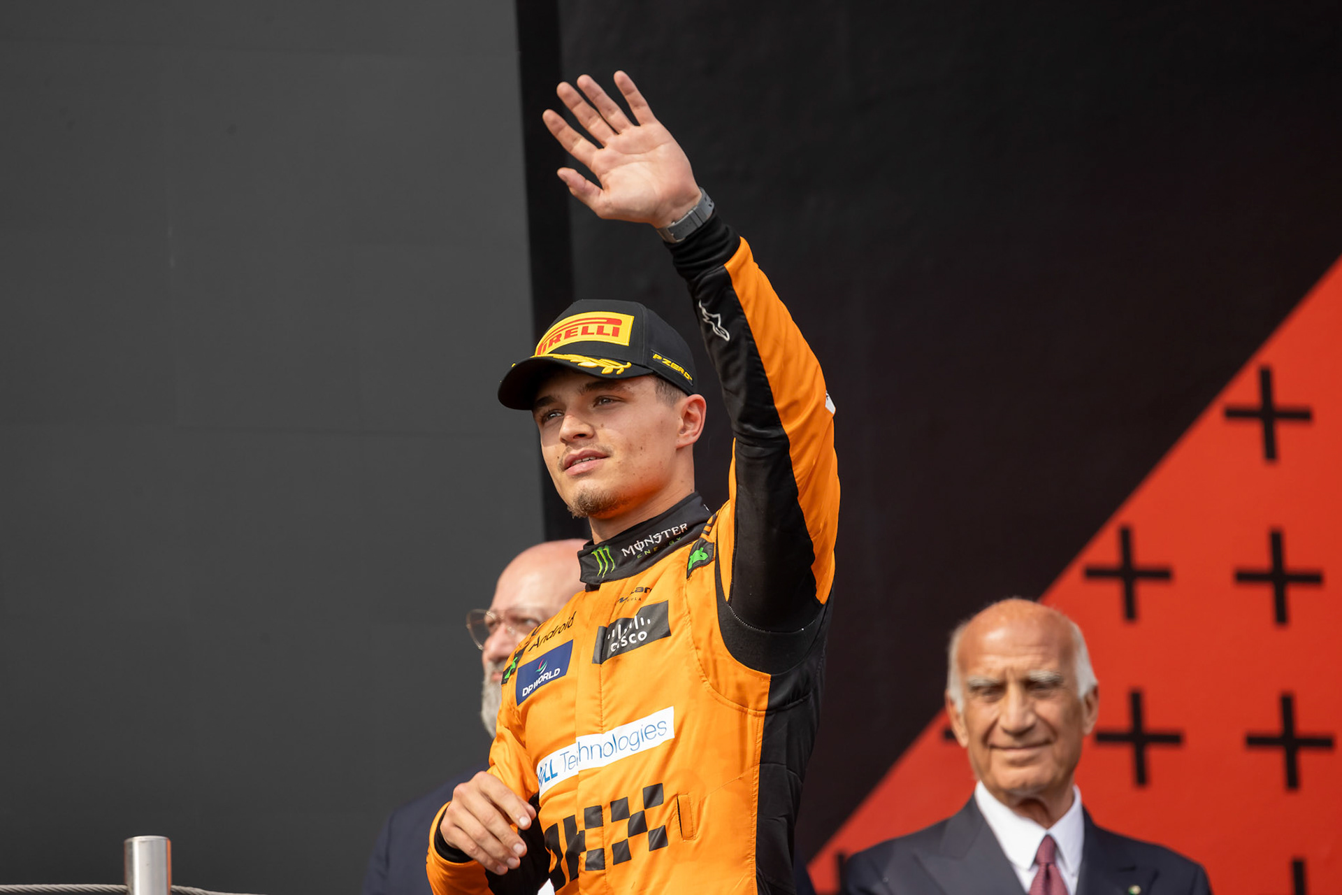 Lando Norris #4, McLaren Formula 1 Team auf dem Podium.; F1 GP Imola / Italien Sonntag, 19.05.2024