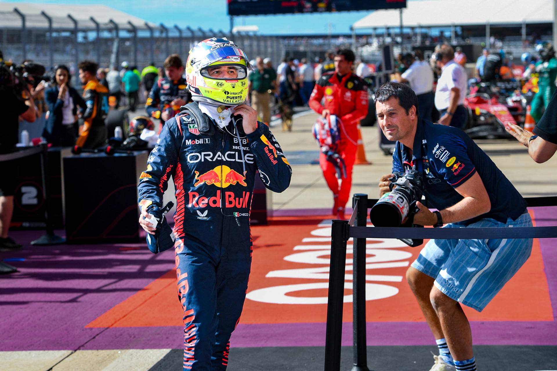 Sergio Perez (MEX) Red Bull Racing; Formel 1 GP USA Austin Texas. Sonntag 22.10.2023
