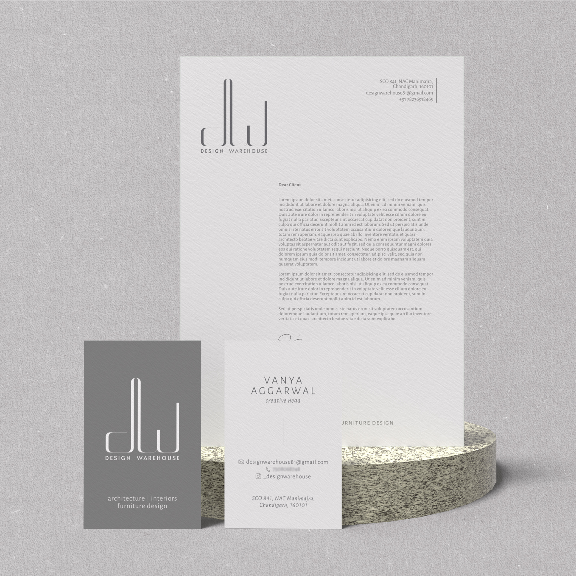 Minimal brand stationary for an architecture studio