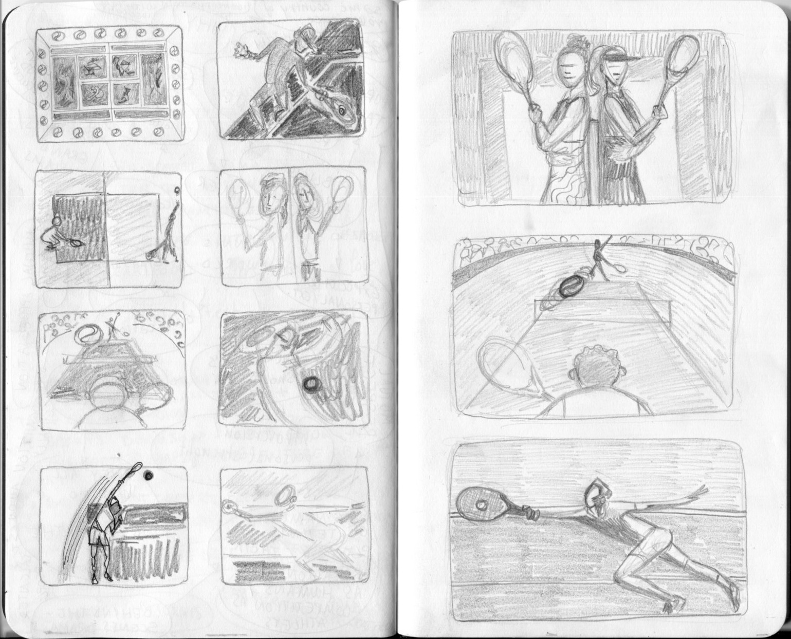 Thumbnails + 3 Selected Sketches