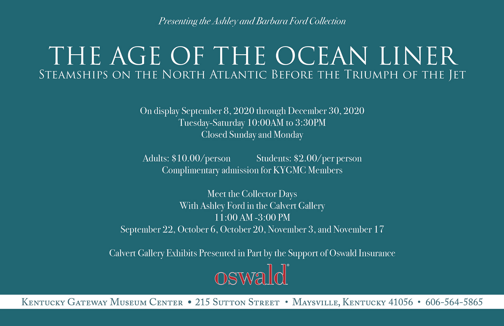 Official member invitation to new museum exhibit and featured Collector Days - Back. Design, layout, and copy by Amanda Hankinson