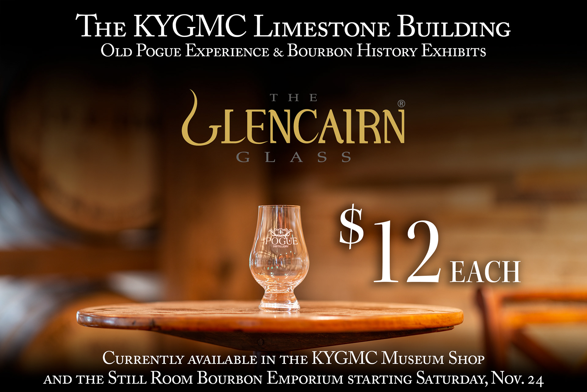 Online ad for the Old Pogue branded bourbon glass. Photography, design, and copy by Amanda Hankinson using Photoshop.