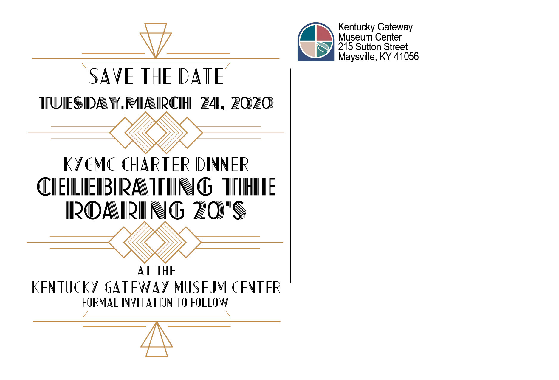 Save the Date Card KYGMC Charter Dinner - Back
