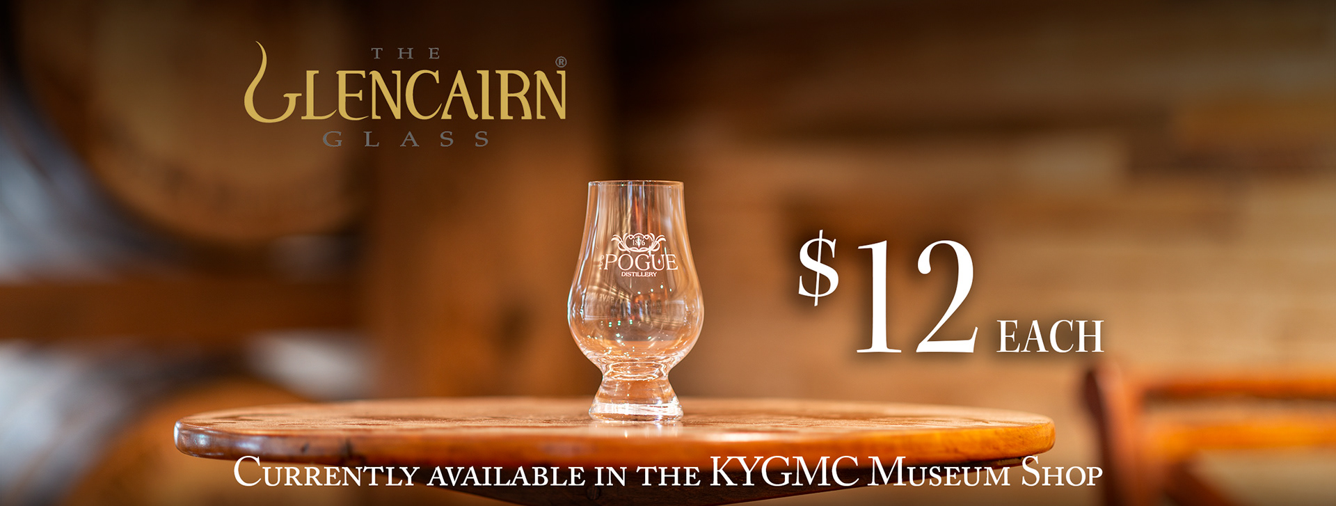 Facebook Banner for Old Pogue Glencairn bourbon glasses. Photography, design, and copy by Amanda Hankinson using Photoshop.