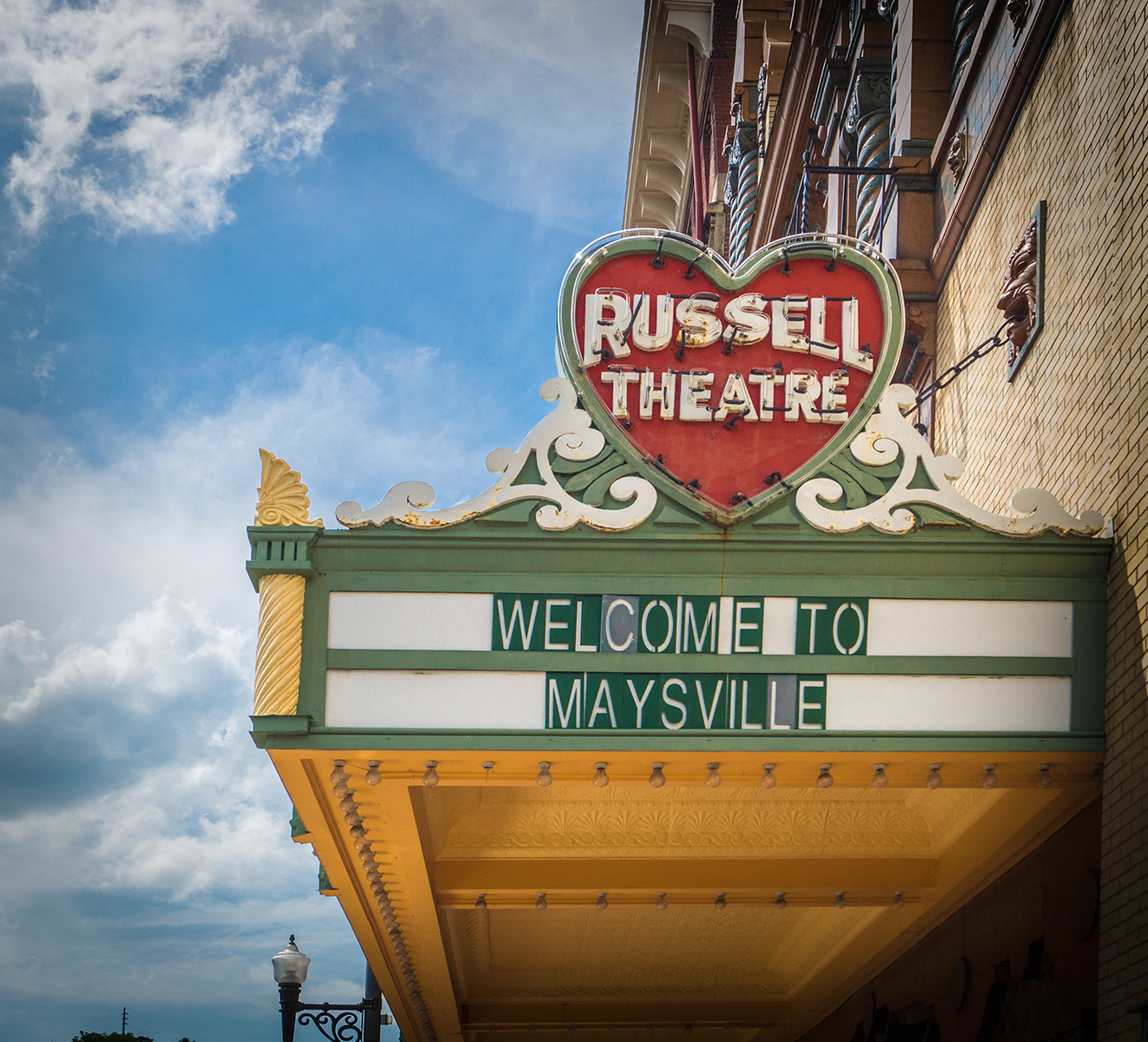 "Russell Marquee Color" Russell Theatre, Maysville, KY - Square or 8x10 ratio