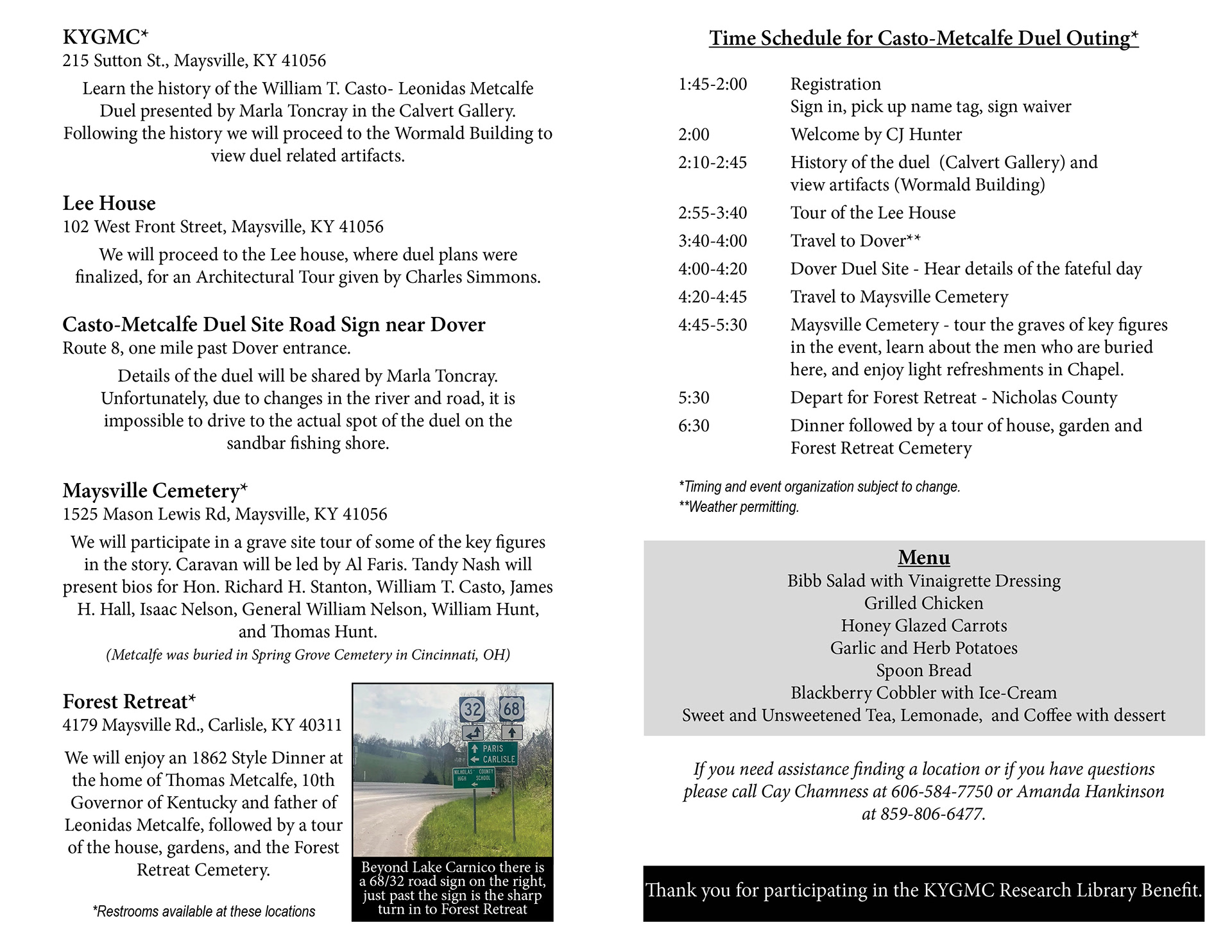 Booklet Spread. Finished size 5.5" x 8.5" seen here as flat spread. Left: inside left page (inside front cover), Right: inside right page (inside back cover). Photos edited and sized in Adobe Photoshop, Layout completed in InDesign. All work by Amanda Hankinson.