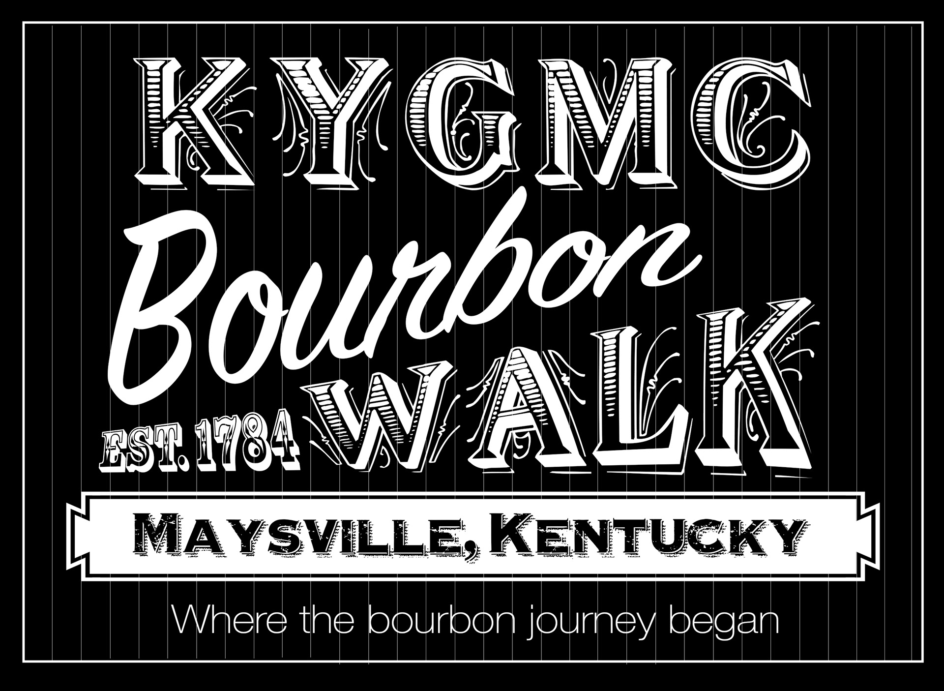 The KYGMC Bourbon Walk logo was an exhibit logo for a booklet that, inside, displayed a map of the museum with points of interest throughout the Wormald Building.