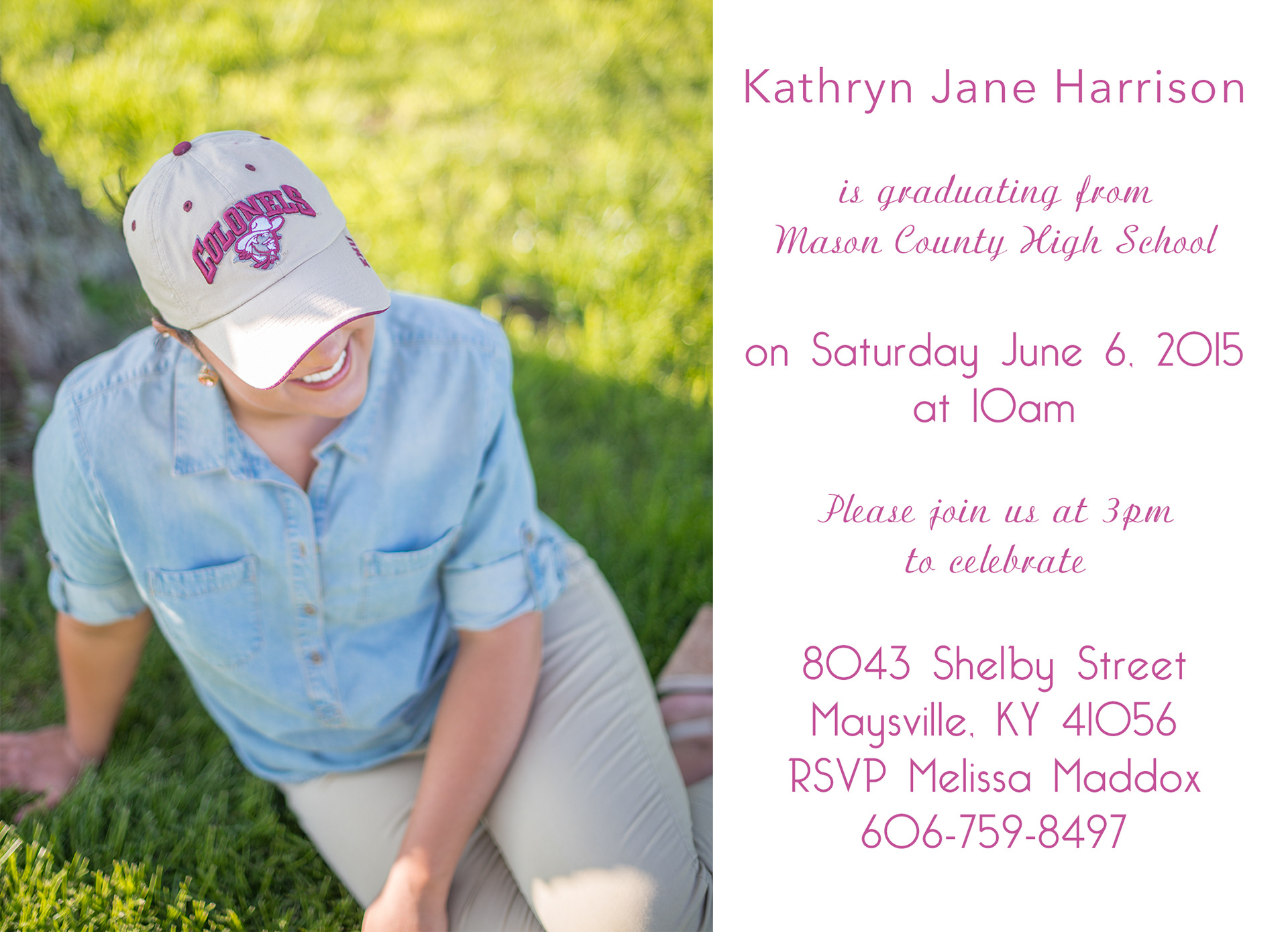 Graduation Invitation - Back. Photos, design, and copy by Amanda Hankinson