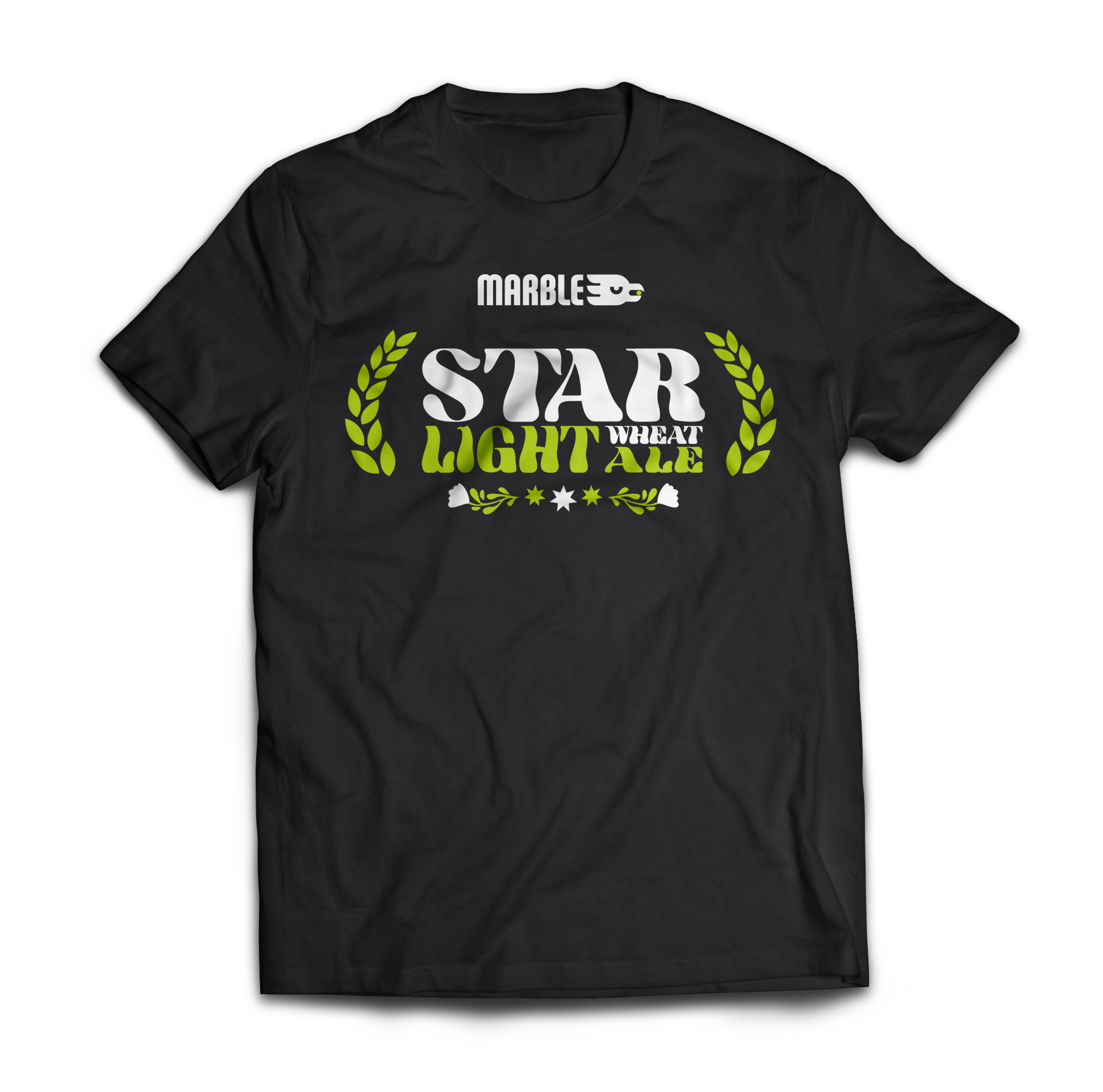 T-shirt reading: "Star Light Wheat Ale" with Marble brewery maverick logo