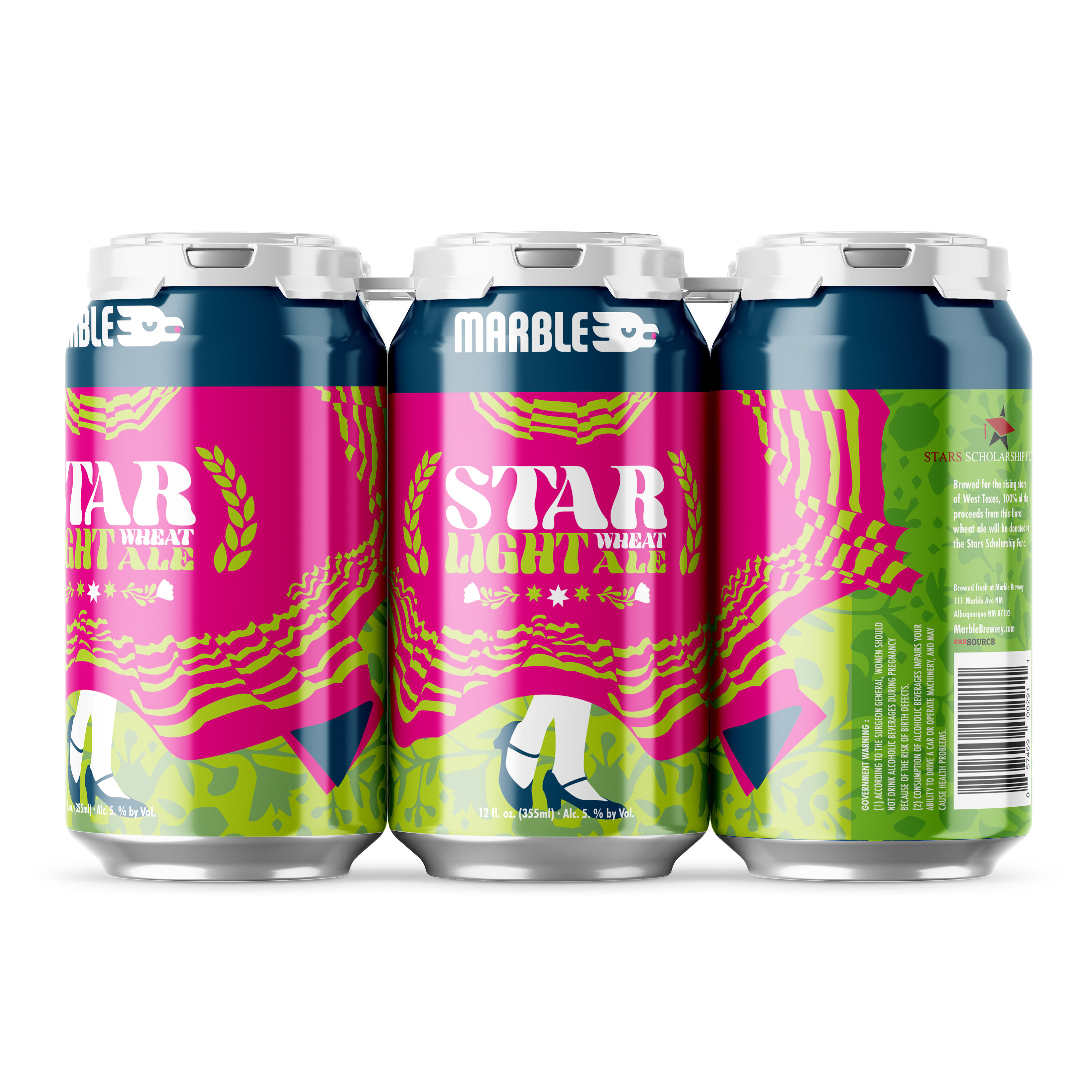 Pink and green beer can with folklorico dancer
