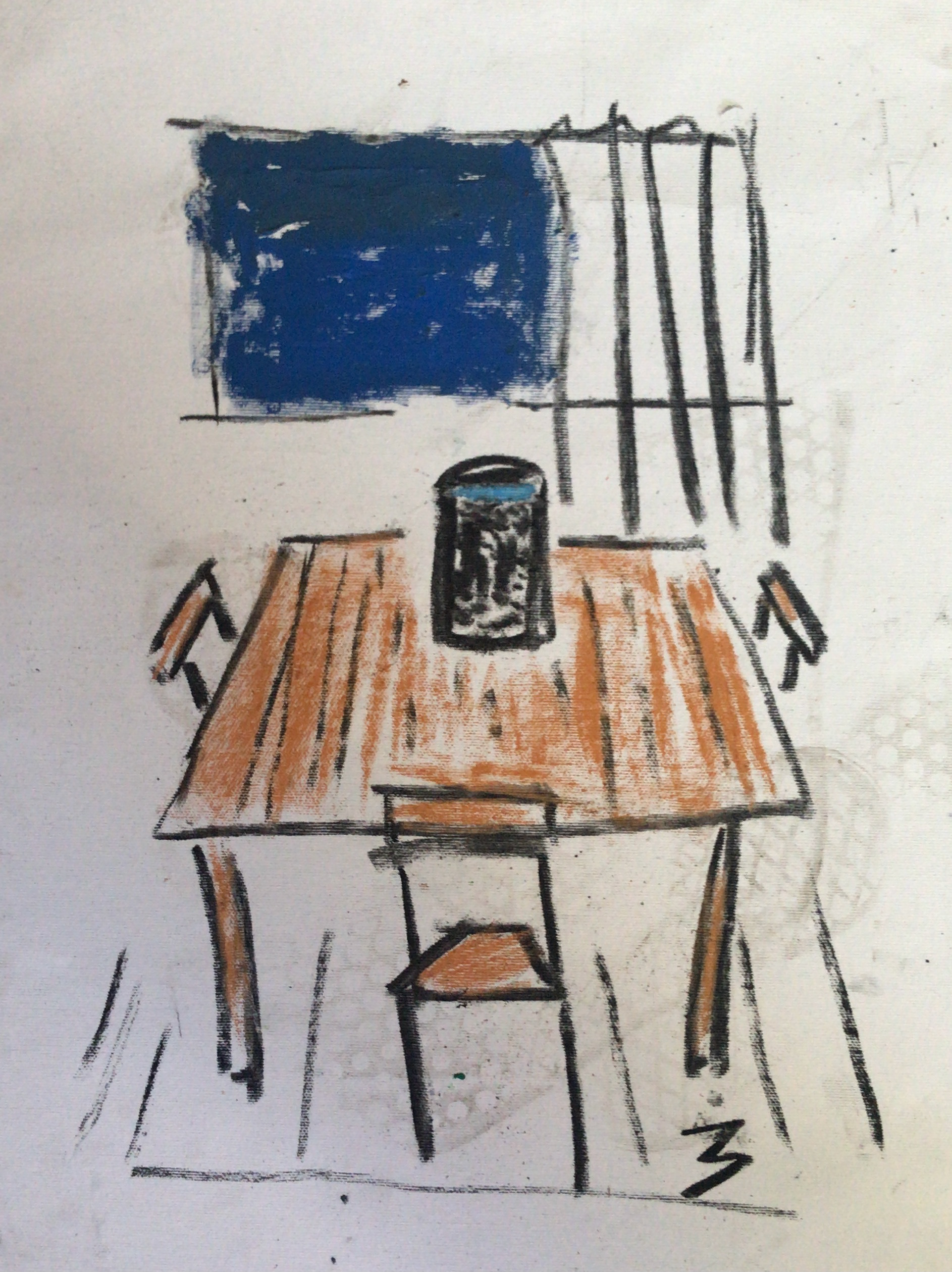 Da sola a casa - 2021 - mixed media on canvas - 35 x 24
