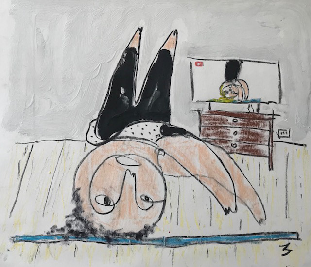 Specchio mistico, sirsasana - 2021 - mixed media on canvas - 58 x 63