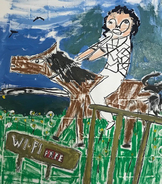 Wi-fi Free - 2021 - mixed media on canvas - 75 x 84