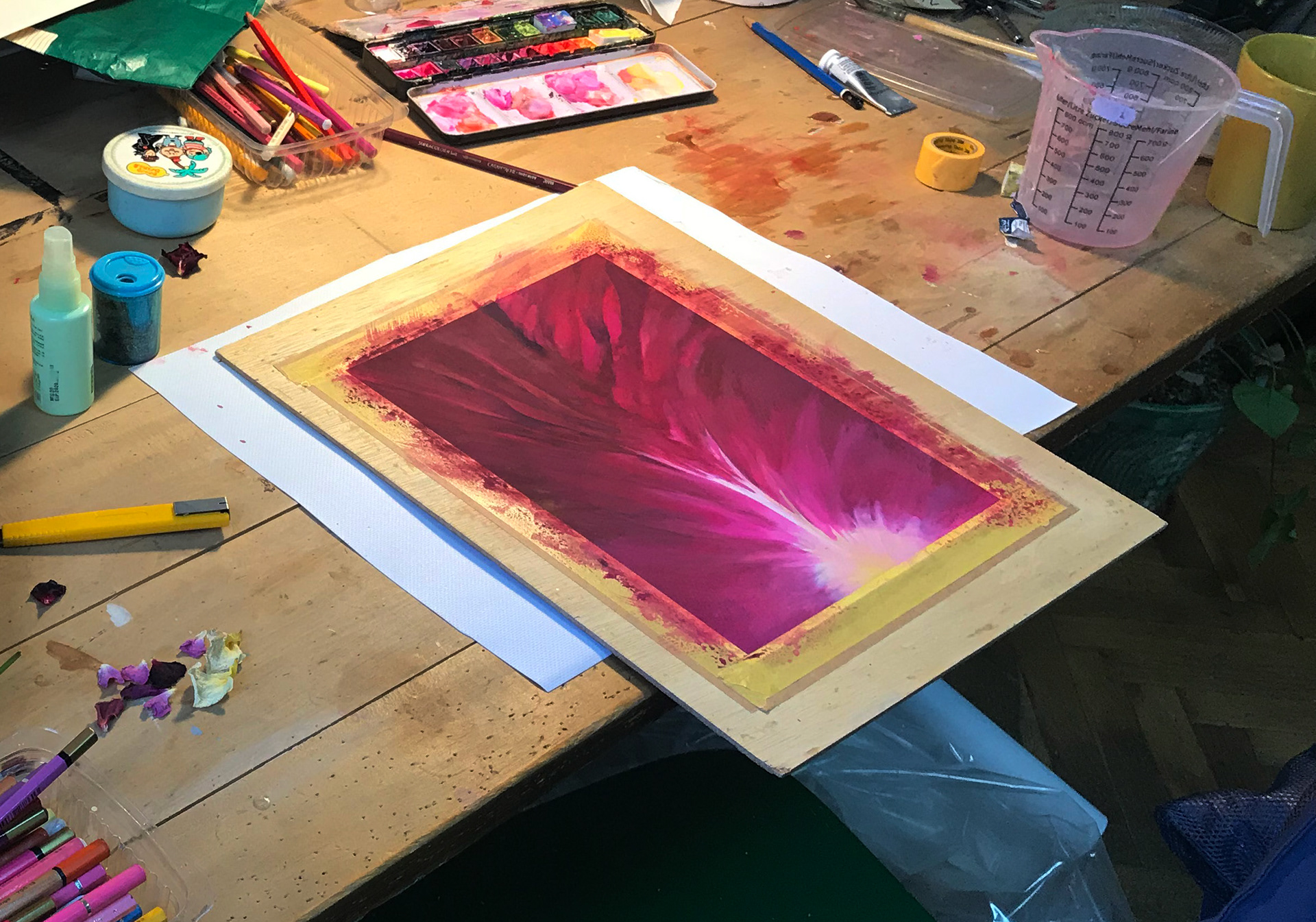 working in progress inside the studio