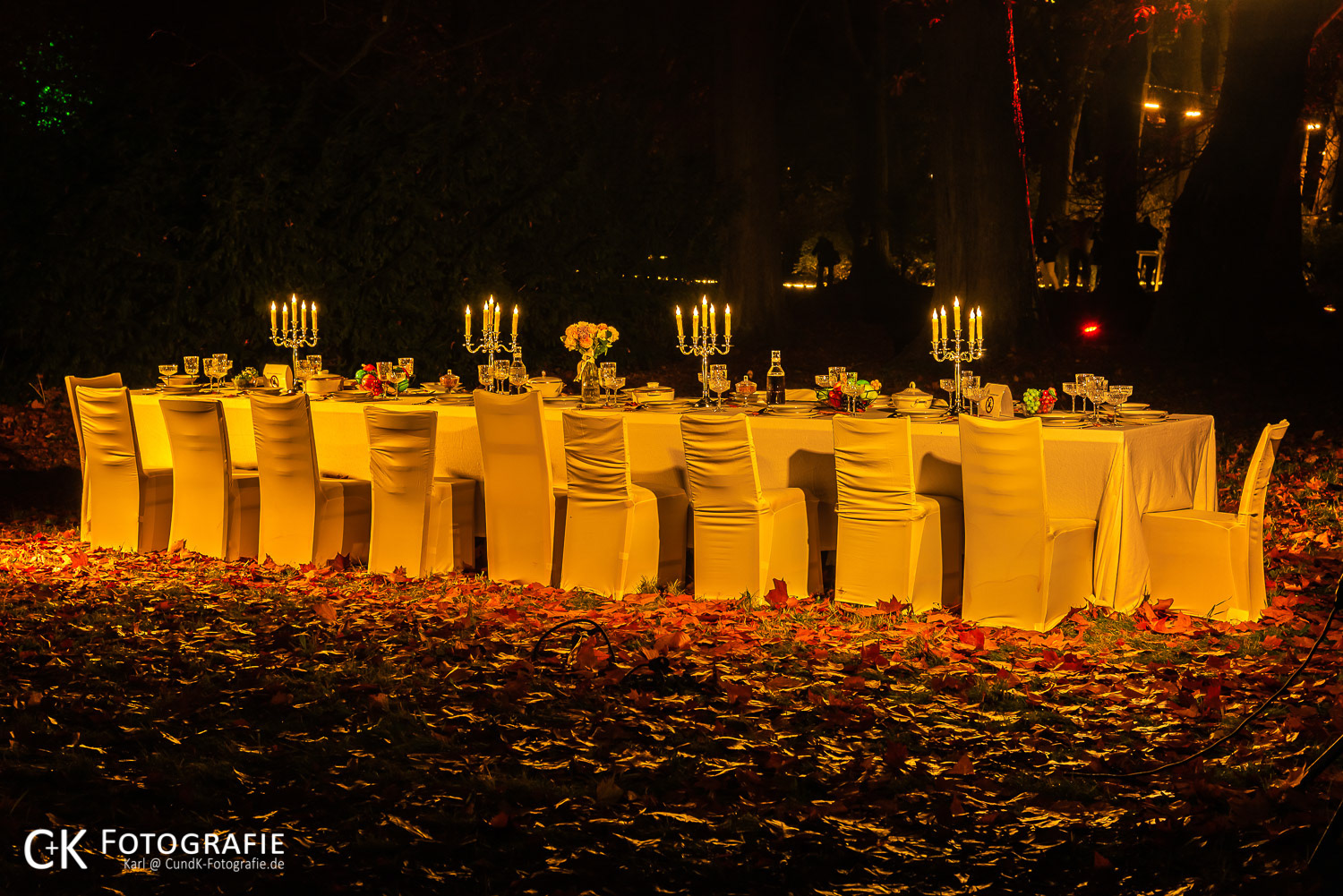 Gedeckter Tisch im Eutiner Schlossgarten im Rahmen History Lights