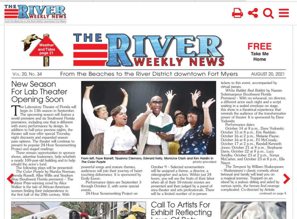 Front page of The River Weekly