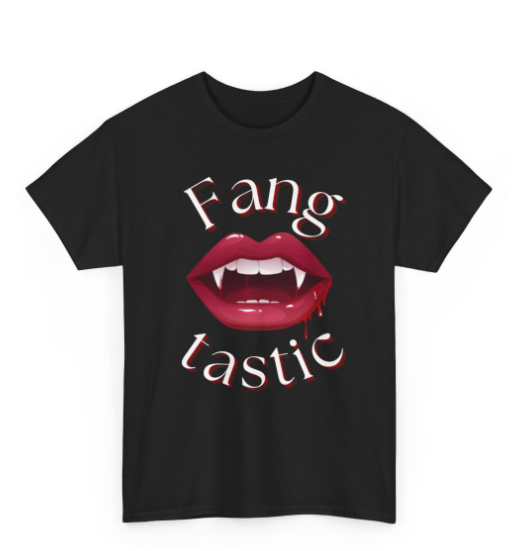 Fang-tastic short sleeve unisex heavy cotton tee is a basic staple of any wardrobe. Available in 5 colors and 8 sizes starting at $12.95