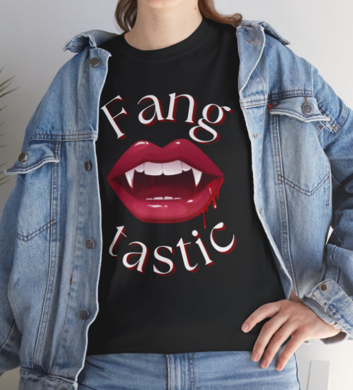 Fang-tastic short sleeve unisex heavy cotton tee is a basic staple of any wardrobe. Available in 5 colors and 8 sizes starting at $12.95