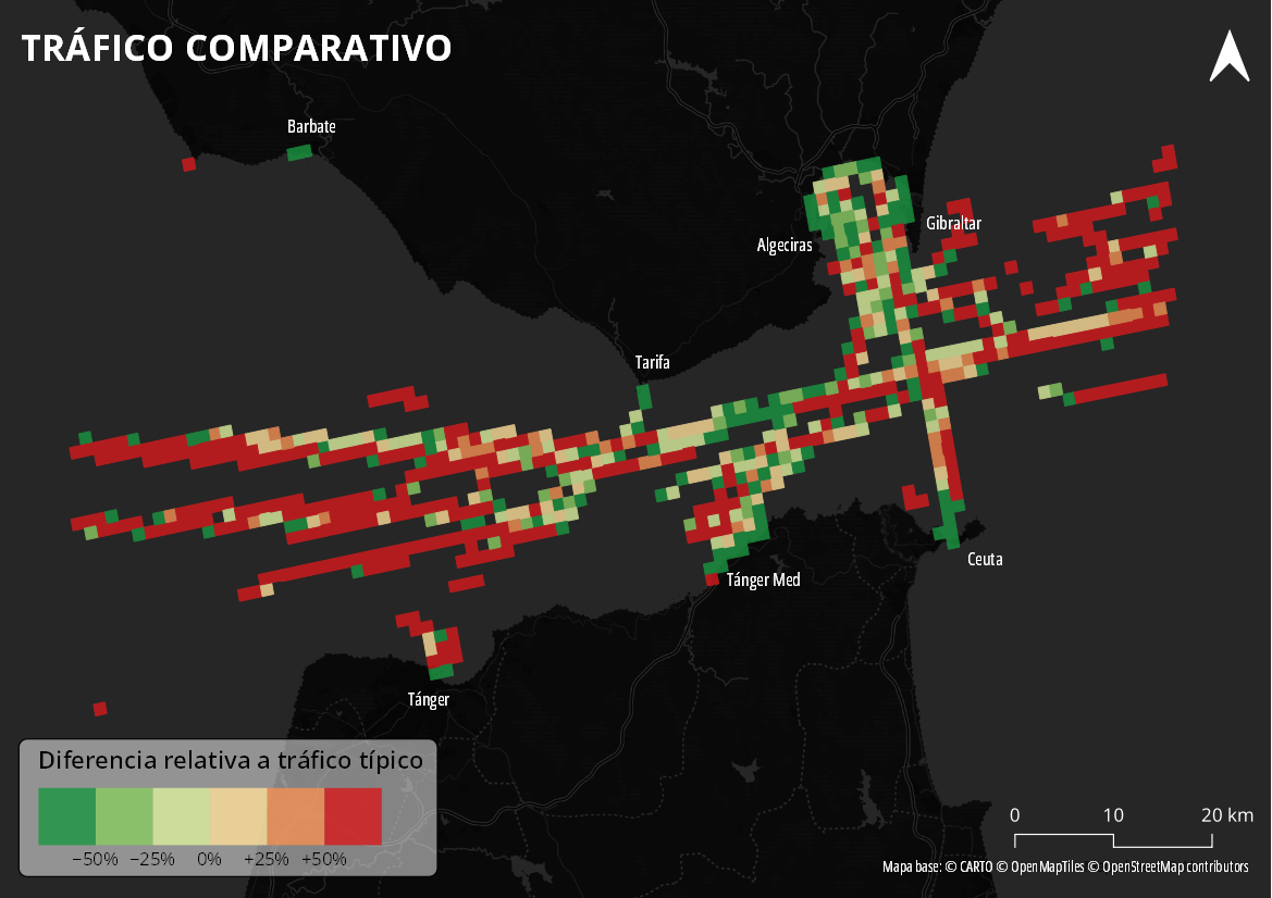 Comparative Traffic: "current" congestion levels are compared to a baseline.