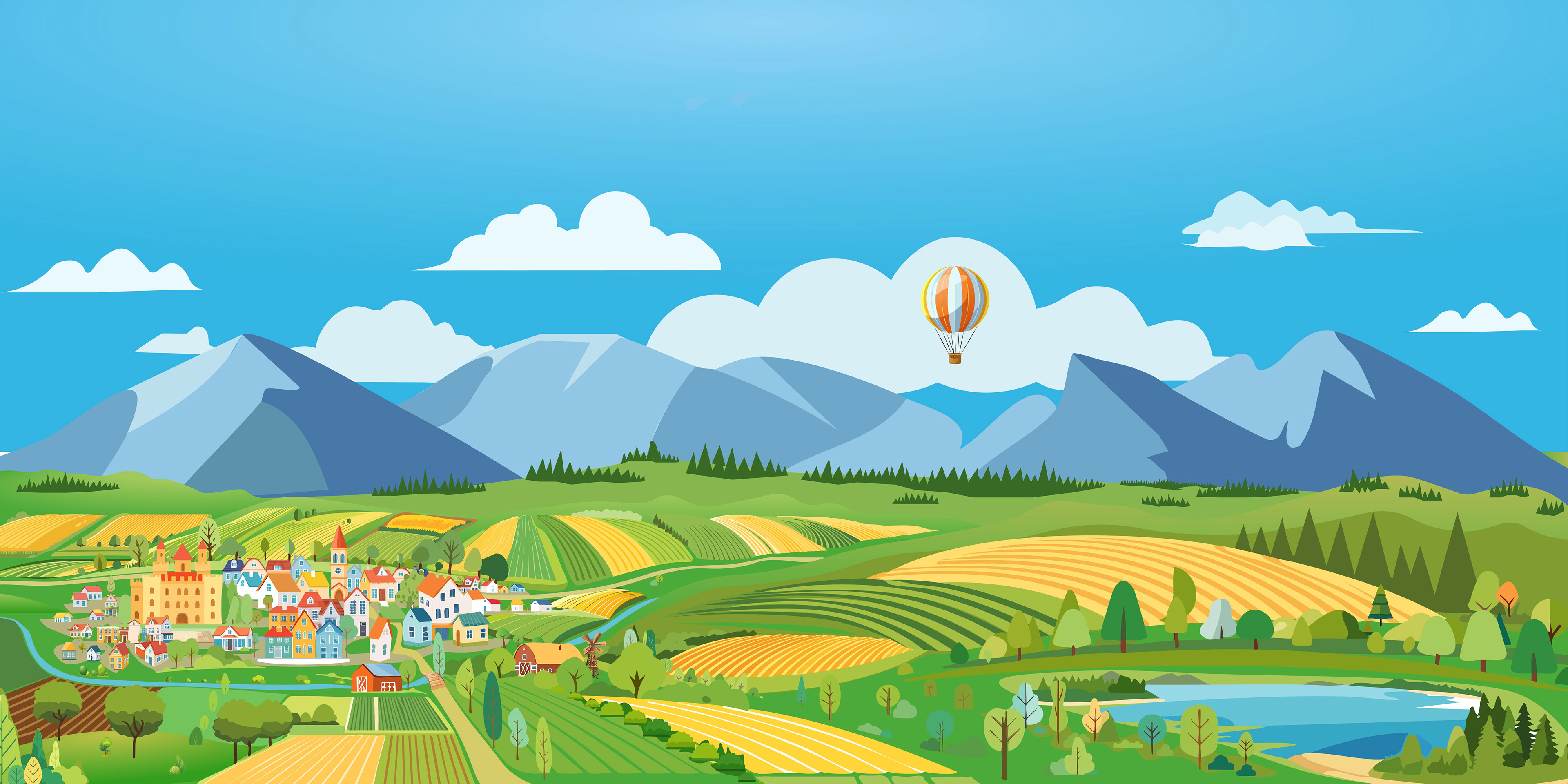 Vaste paysage de campagne - Illustrator 2024