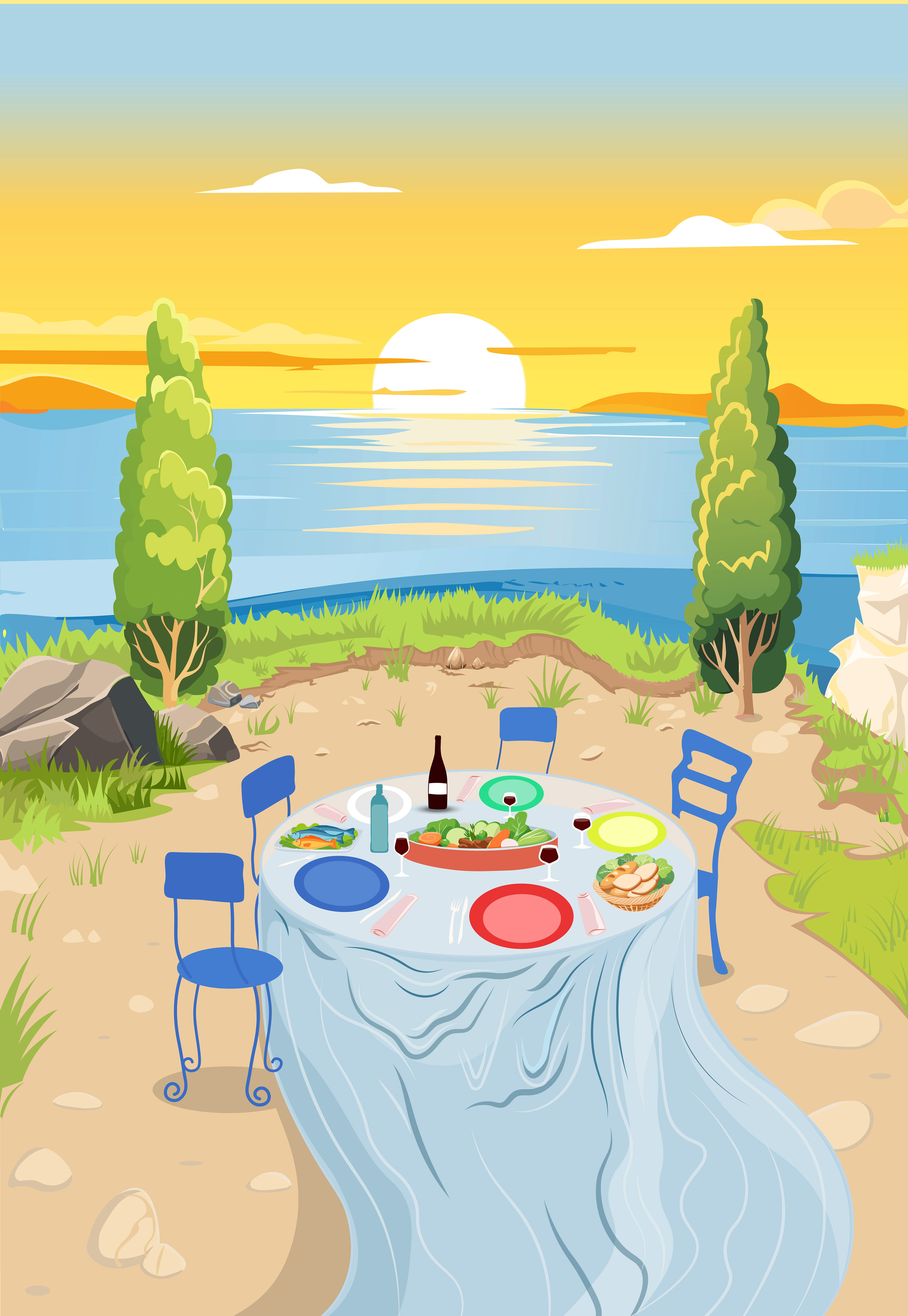 Table en bord de mer - Illustrator 2025