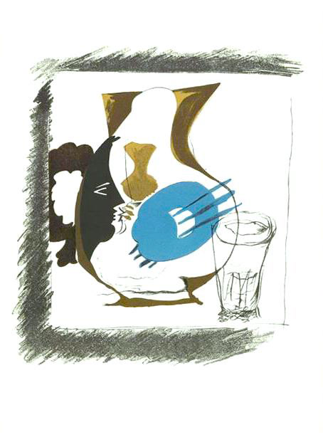 "Verre et Pichet" Lithograph in Colors, c.1952, 14.75 x 10.5", Reference: Maeght 1009, Please Inquire