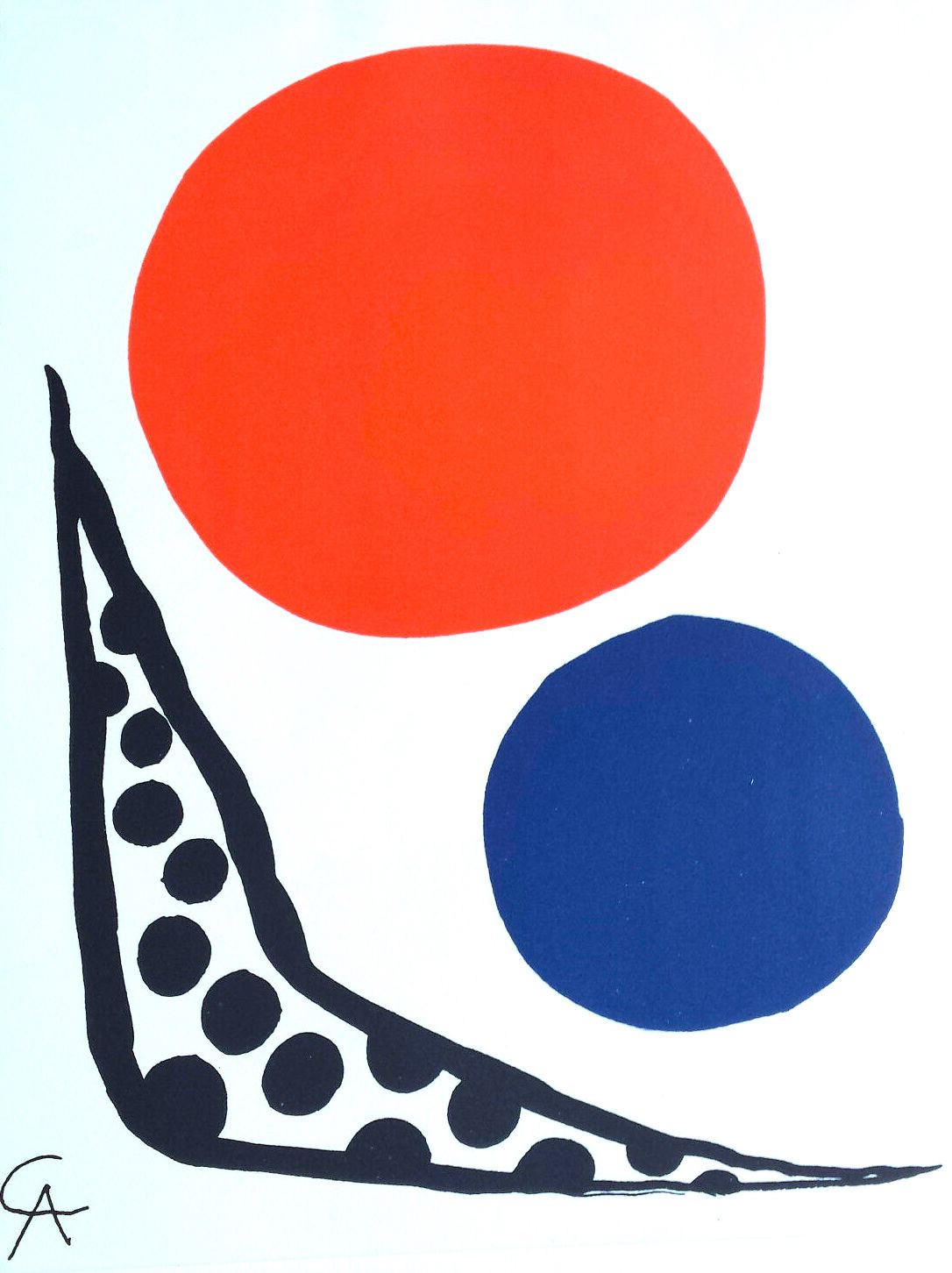 “Composition with Two Circles" Lithograph in Colors, c.1964, Edition:2000, Plate Signed, 7.5x10” $750-
