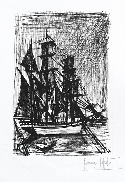 “The Fishing Boat” Etching on Rives Paper, c.1980, Edition:150, Hand Signed in Pencil LR, Image: 13.5x18.5”, Please Inquire