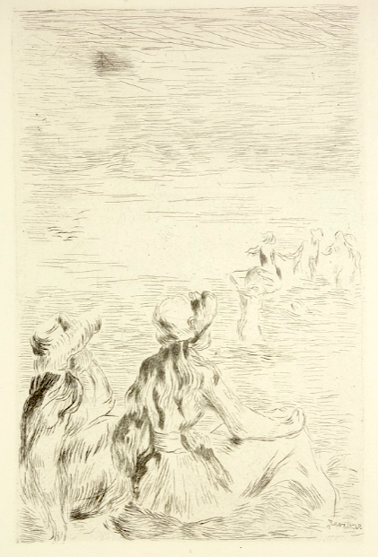 "On The Beach" Etching, c.1892, Signed in Plate LR, Image:5.25 x 3.5", Ref.: Delteil 5, Please Inquire
