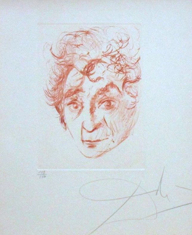 “Chagall : From the Immortals Of Art Suite” Etching in Sepia on Rives Paper, c.1968, Edition: 119/150, Hand Signed in Pencil LR, Image: 5 x 7”, Reference: Field 68 , Please Inquire
