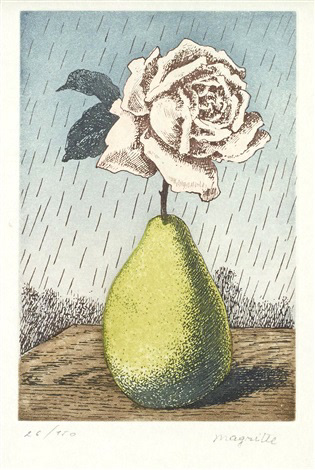 "The Rose & Pear" Etching Aquatint in Colors, c.1966, Edition:150, Stamp Signed LR, Image:6.25 x 4.25", Ref.: Kaplan 20, Please Inquire
